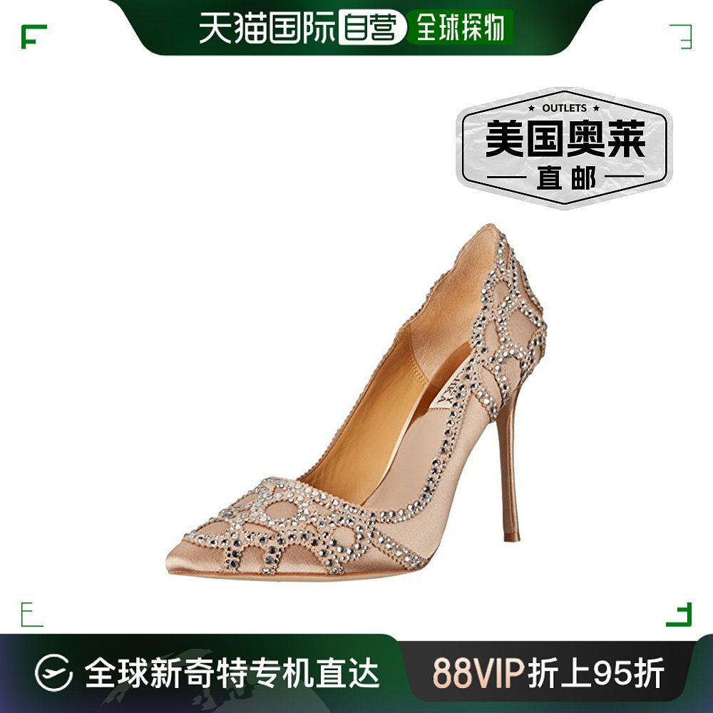 badgley mischkaRouge女式缎面装饰晚装高跟鞋-拿铁缎【美国