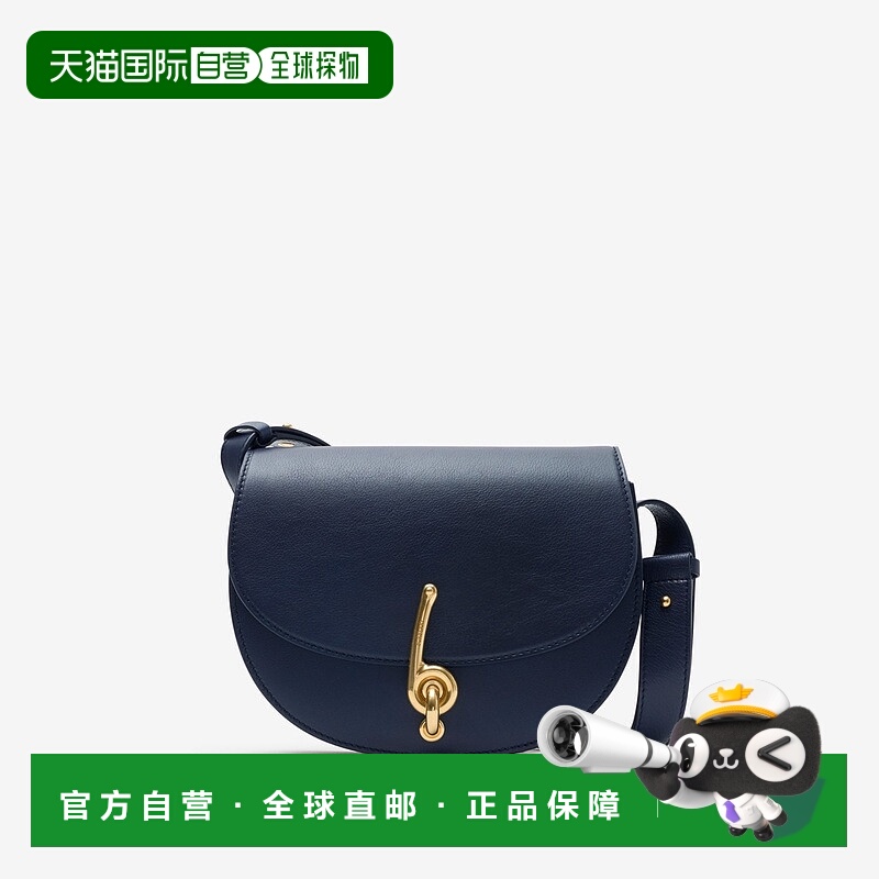 自营欧洲直邮Burberry博柏利 Bridle系列女士午夜蓝水牛皮小号log