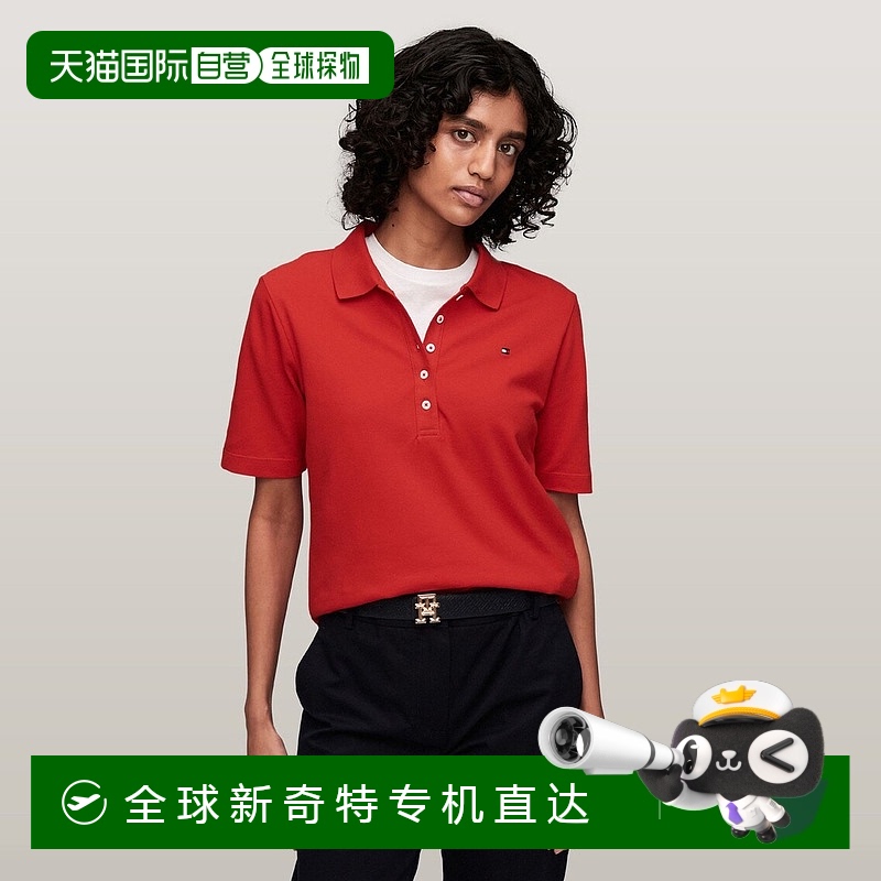 日本直邮Tommy Hilfiger 1985珠地网眼多色五粒扣小绣标休闲短袖P