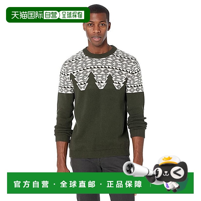 自营 selected homme精选男士毛衣橄榄绿Snowden提花圆领GBO82-绿