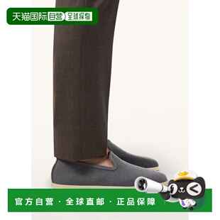 自营欧洲直邮Loro Piana 男士灰蓝色初剪羊毛乐福鞋男鞋一脚蹬