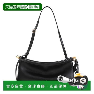 自营alaiaCompact Black Calf Leather Shoulder Bag With Gold-T
