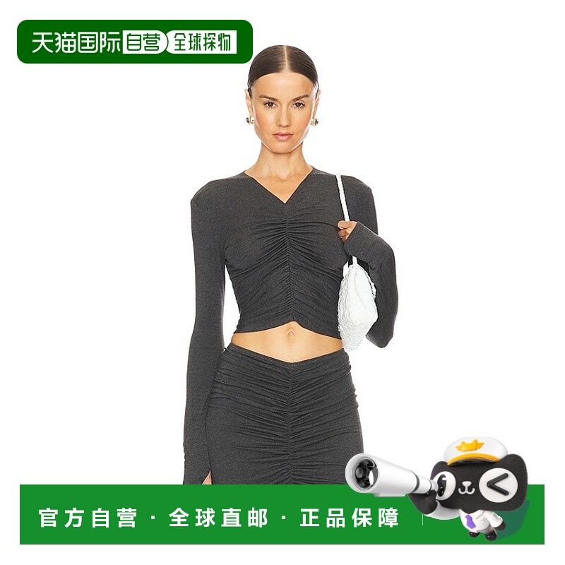 1h可退 香港直邮NORMA KAMALI 诺玛 卡玛丽 女士 Front V领抽褶长