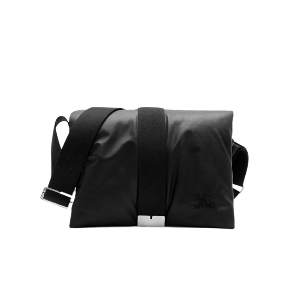 BURBERRY 男士斜挎包 80834351 SS2024 黑色 图案标识翻盖单肩包