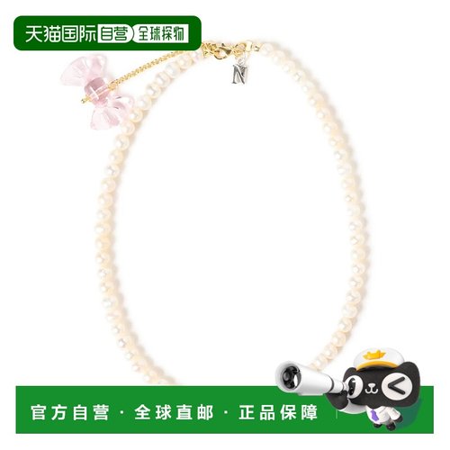 日本直邮NINFA handmade 珍珠蝴蝶结短款项链  61423601570