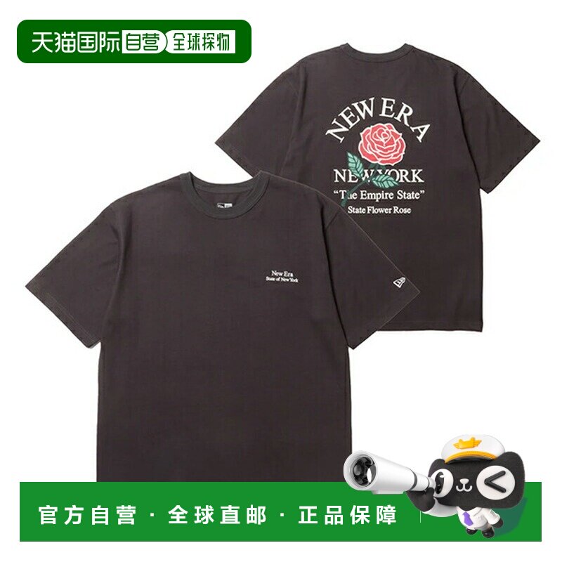日本直邮New Era 短袖水洗棉T恤州花图案炭黑色14856626