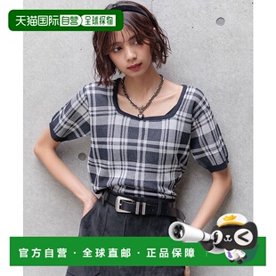 1h可退 日本直邮PAGEBOY 女装 复古格纹短款针织套头衫 柔软纱质