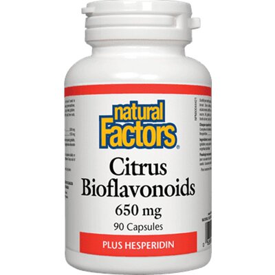 null直邮Natural Factors 柑橘生物类黄酮 650 毫克（90 粒胶囊）