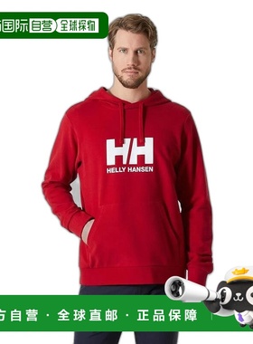 自营欧洲直邮Helly Hansen 男士红色棉HH徽标连帽衫潮牌舒适百搭