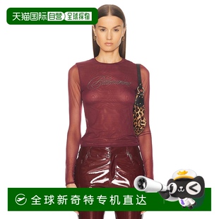香港直邮Blumarine 女士 1h可退 蓝色情人 A422T074 徽标长袖 上衣