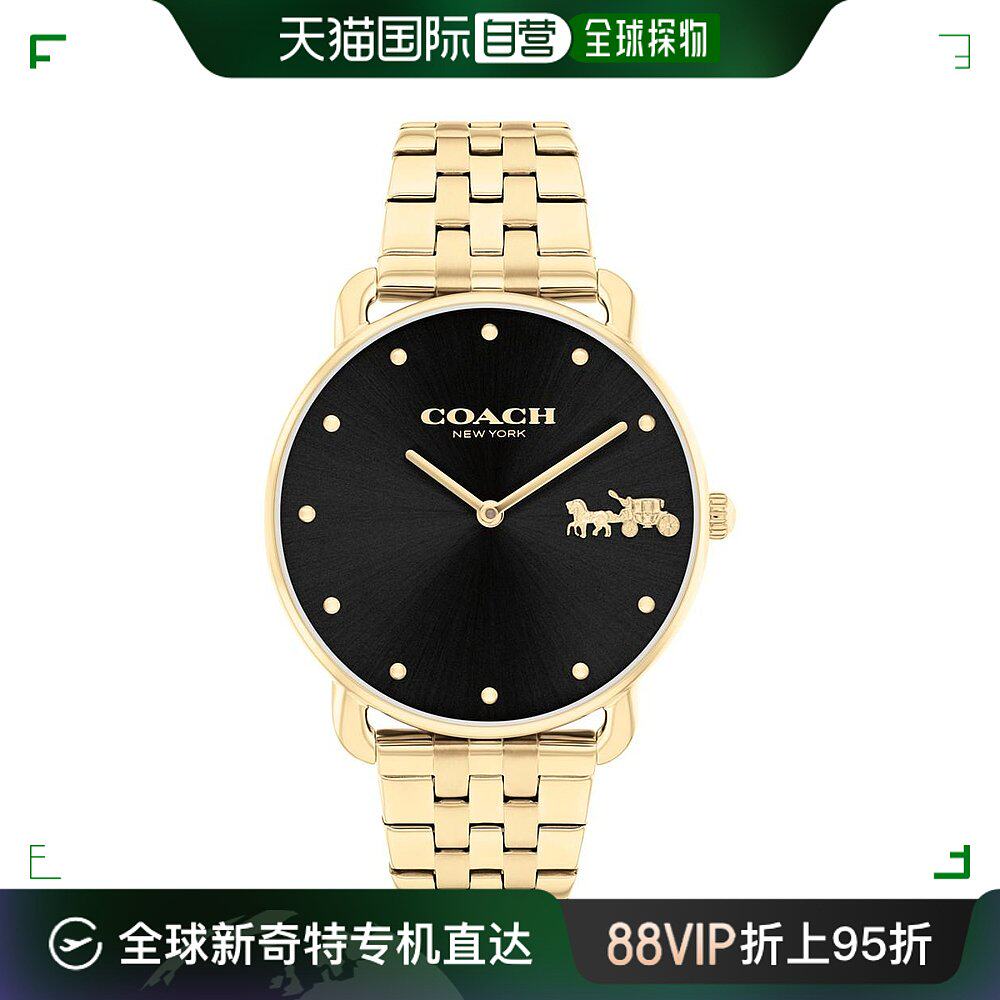【美国直邮】coach 女士 休闲手表蔻驰表盘金色腕表石英手链