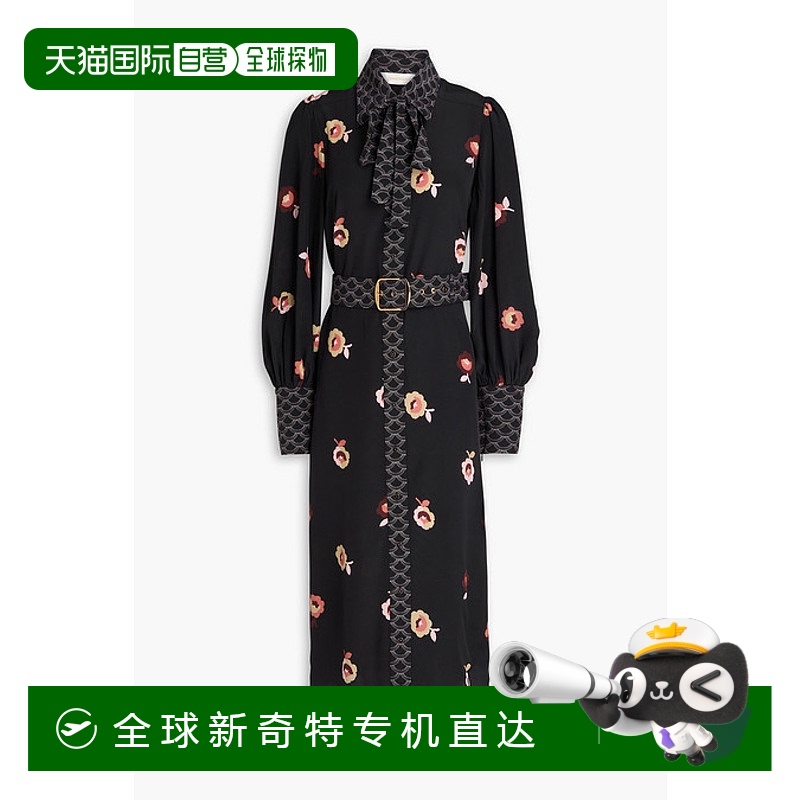 1h可退 香港直邮ZIMMERMANN 女士 束带印花双绉中长连衣裙 0563DF