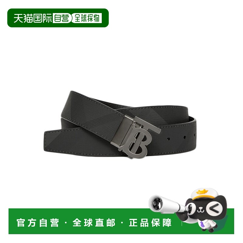 自营欧洲直邮Burberry/博柏利 男士深灰色皮革/棉腰带新款