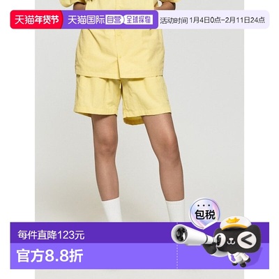韩国直邮GOALSTUDIO 必备小徽标防撕裂短裤-淡黄色