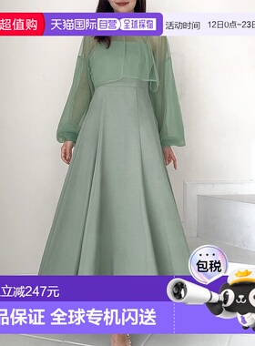 日本直邮JUNOAH 雪纺短上衣加阔摆吊带连衣裙套装 [JU5602EW05954