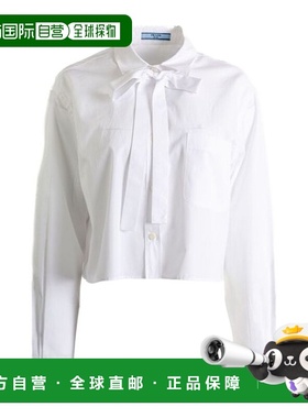 香港直邮PRADA 女士衬衫 P462I1XV2F0009 AW2025 白色 长袖衬衫