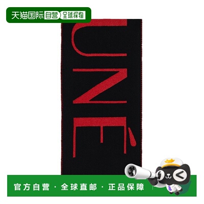 自营欧洲直邮MAISONKITSUNE男女同款黑色羊毛拼色印花大LOGO图案