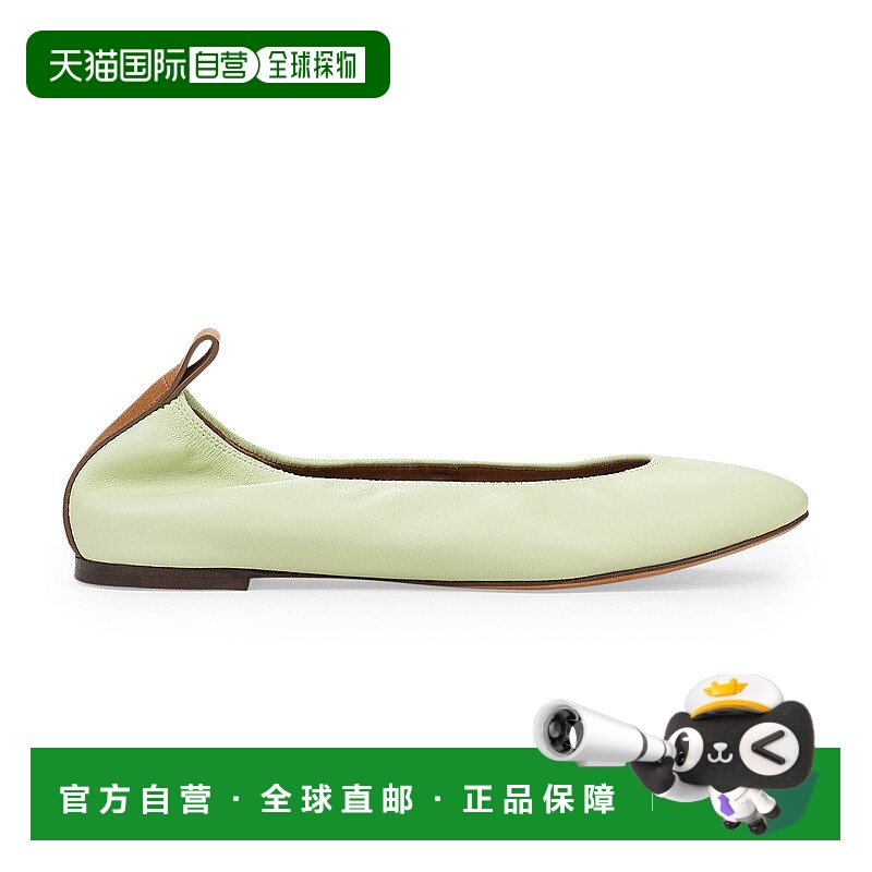 自营 lanvin比萨乔芭蕾舞团-绿色 美国奥莱直发一脚蹬芭蕾舞鞋