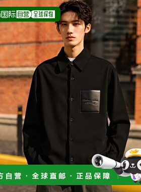 香港直邮BALMAIN 男士衬衫 EH1HS391WB010PA SS2025 黑色 长袖衬