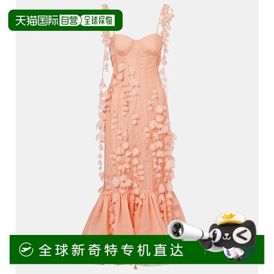 1h可退 香港直邮潮奢 ZIMMERMANN 女士 Dawning 亚麻真丝中长连衣