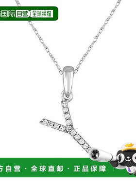 自营sabrina14k 白金和钻石初始项链 - 白色 y 美国奥莱直发
