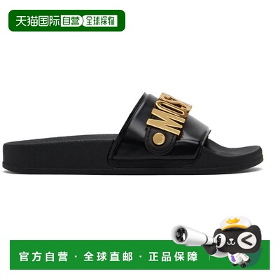 香港直邮Moschino 莫斯奇诺 女士 黑色 Lettering Logo 拖鞋 MA28
