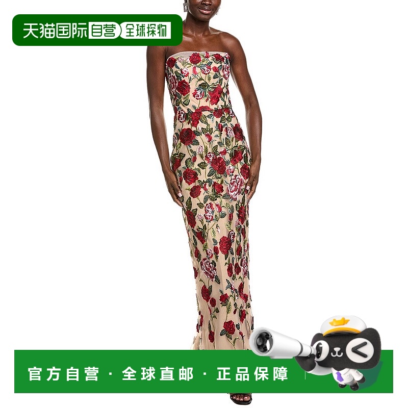 自营Marchesa Notte Roses Tulle Gown - red 美国奥莱直发