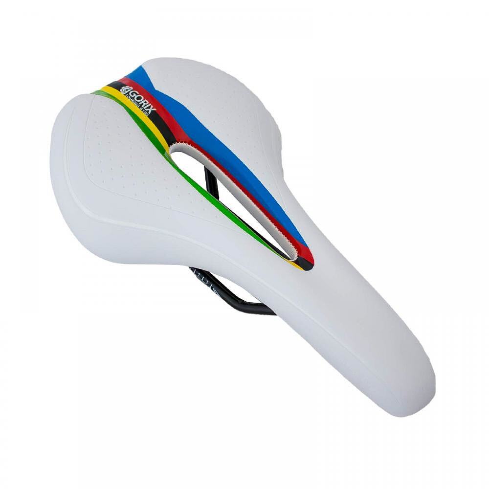 日本直邮GORIX 自行车低反弹鞍座 加厚软款 白色+彩条