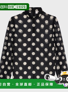 香港直邮CELINE 女士衬衫 2B09B200Z38CE CO 黑色 Georgette blou