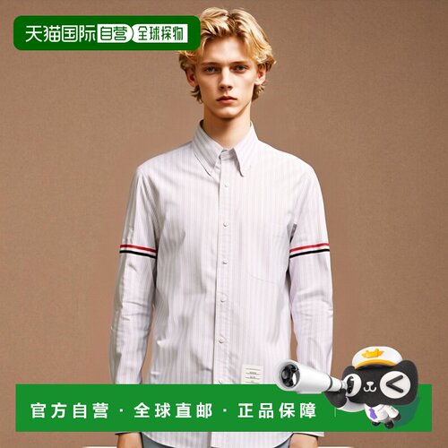 香港直邮Thom Browne 长袖条纹衬衫 MWL301OF0525纽扣情人