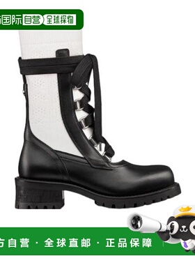 香港直邮Christian Dior 黑色系带靴子 KCI701CFR迪奥厚底鞋女靴