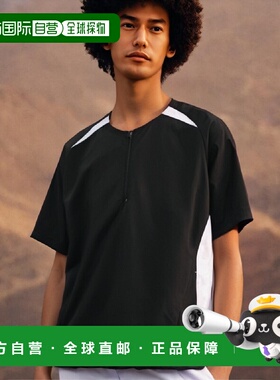 【日本直邮】Zett捷多 棒球短袖半拉链衫 黑x白1911A  O BOV535H