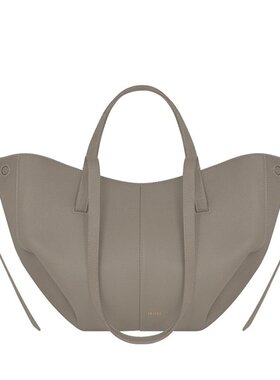 欧洲直邮POLENE Cyme Mini系列灰色荔枝纹小牛皮手提单肩包