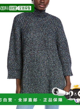 自营 autumn cashmere秋季开襟羊驼毛混纺毛衣-蓝色 美国奥莱直发