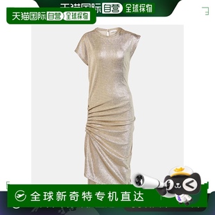 香港直邮Rabanne 000984 女士 不对称垂褶中长连衣裙