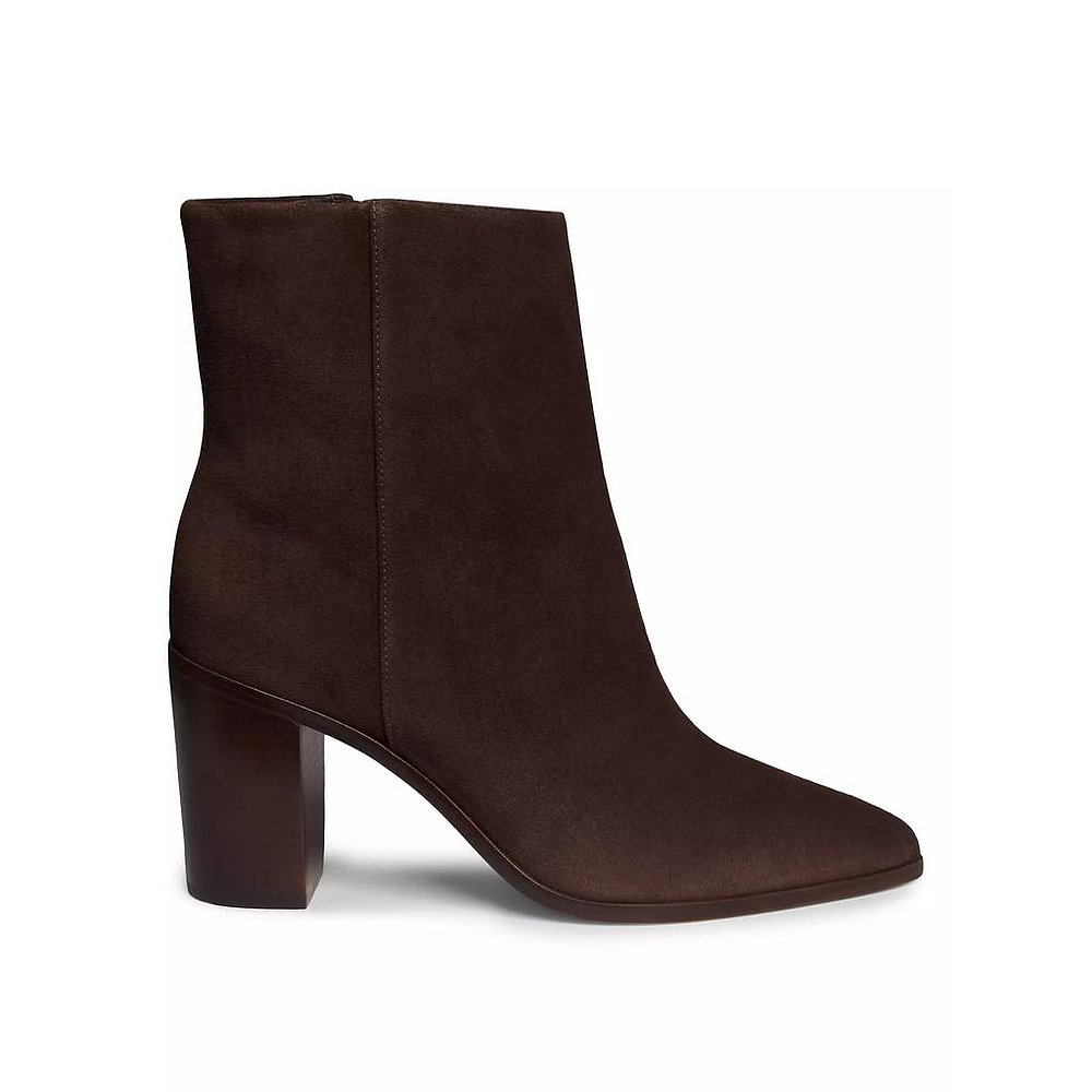 美国直邮Saks Fifth Avenue 80MM 麂皮粗跟短靴 女鞋 时装靴