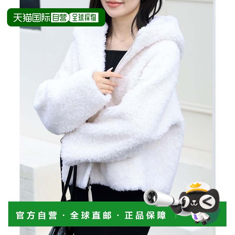 日本直邮Lace Ladies 女士连帽拉链抓绒夹克 带口袋 象牙白外套