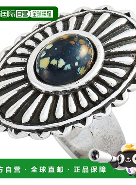 自营 King Baby 大号 Starburst Concho 银和斑点绿松石戒指 - 多