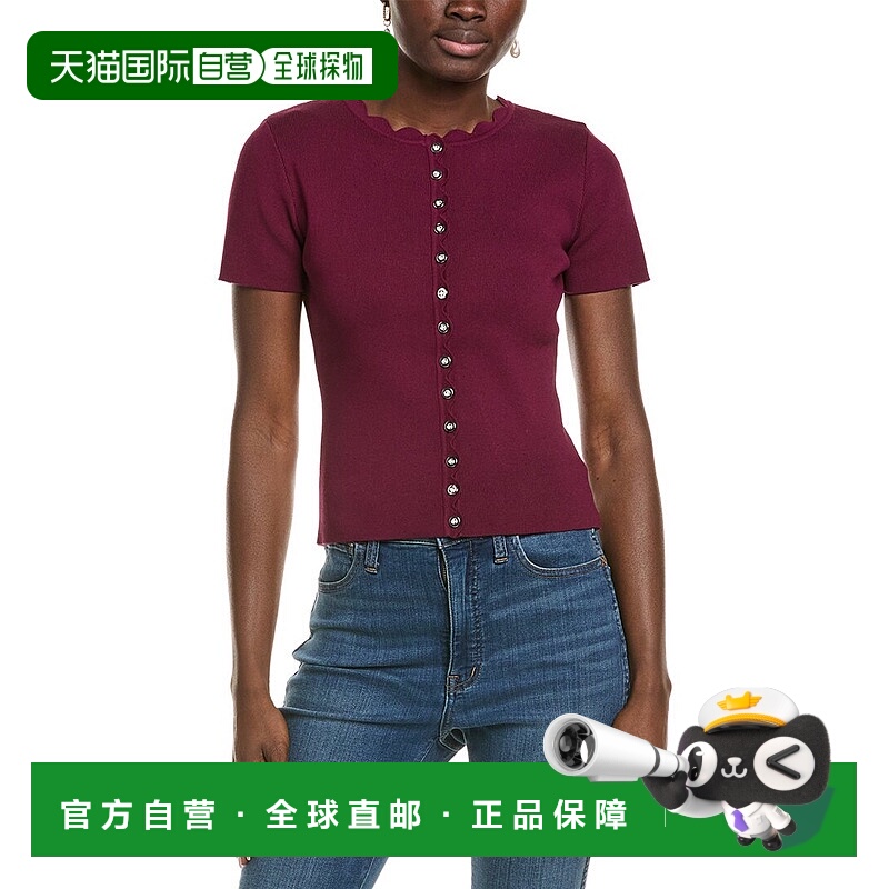 自营Endless Rose Scalloped Accent Button Top - purple 美国奥