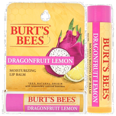 美国直邮Burts Bees 美国小蜜蜂火龙果柠檬保湿润唇膏 4.5g凡士林