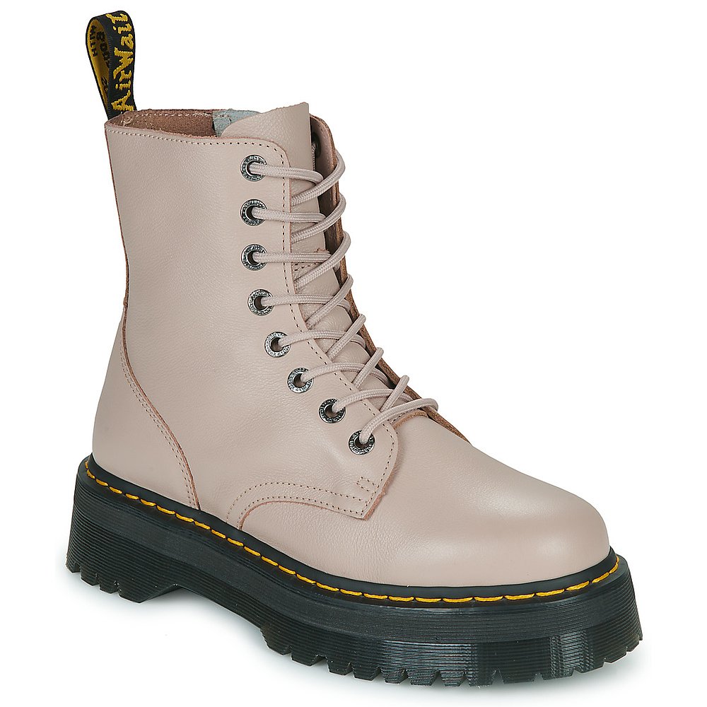 欧洲直邮dr. martens 女杏色光面皮革厚底8孔拉链复古时尚马丁靴