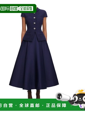 1h可退 香港直邮Self-Portrait 圈圈塔夫绸中长连衣裙 RS26161MN