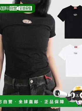 韩国直邮DIESEL Diesel 25SS 女士镂空椭圆 D 短袖修身 T 恤 A168