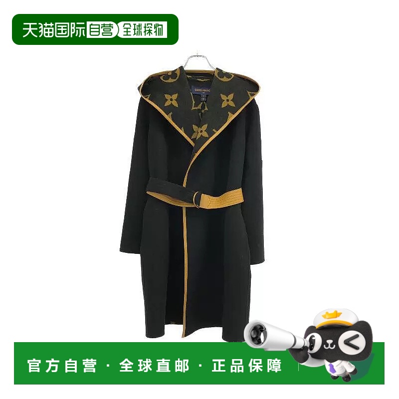 1h可退 日本直邮中古LV路易威登女A级95新coat风衣外套羊毛外套黑