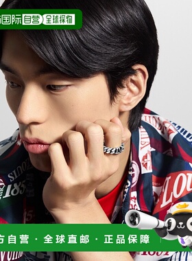 自营1h可退 欧洲直邮LV路易威登 Club系列男士银色纯银链条戒指