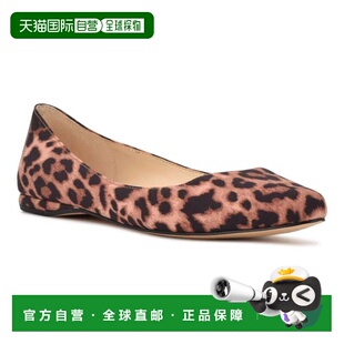 自营Nine West Speakup Flats Brown Leopard Print Almond Toe S