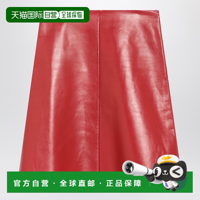 1h可退 香港直邮Miu Miu 缪缪 女士 红色软羊皮半身裙 MPD820OOO1