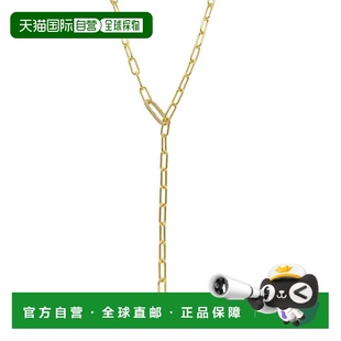 自营 adornia14k 镀金回形针链套索项链，带水晶可调节锁 - 金色