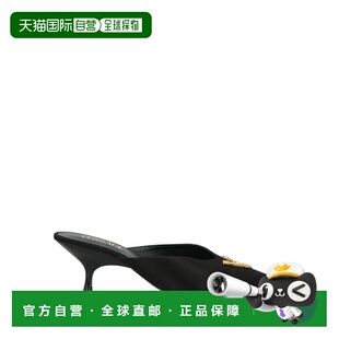 1h可退 香港直邮潮奢 versace 范思哲 女士 Mules 木屐 black黑色