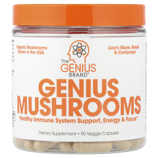香港直邮The Genius Brand,Genius Mushrooms,90 粒素食胶囊